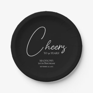 Assiettes En Carton Bonjour à n'importe quel âge 30e anniversaire noir
