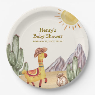 Assiettes En Carton Bonjour Baby Desert Cactus Llama Cowboy Baby showe