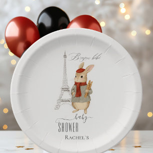 Assiettes En Carton Bonjour Bebe French Rabbit Baby shower
