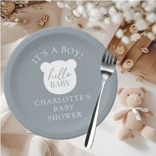 Assiettes En Carton Bonjour bébé ours C'est un garçon