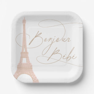 Assiettes En Carton Bonjour Bebe Paris Baby shower français