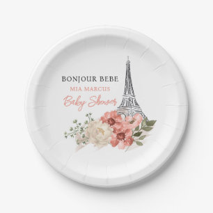 Assiettes En Carton Bonjour Bebe Tour Eiffel Baby shower Paris