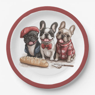 Assiettes En Carton Bonjour Bouledogues Français
