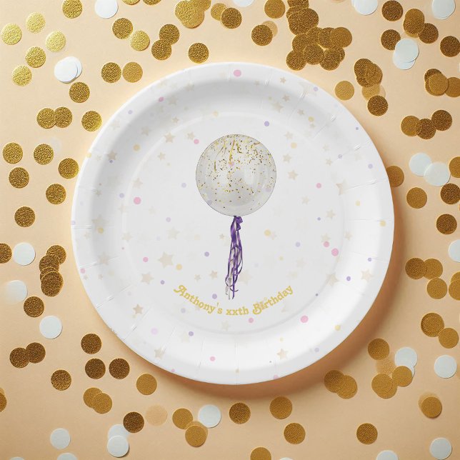 Assiettes En Carton Bonjour, C’est mon jour ! Anniversaire du ballon d (Hooray, It’s My Day! Gold Balloon Birthday Paper Plates)