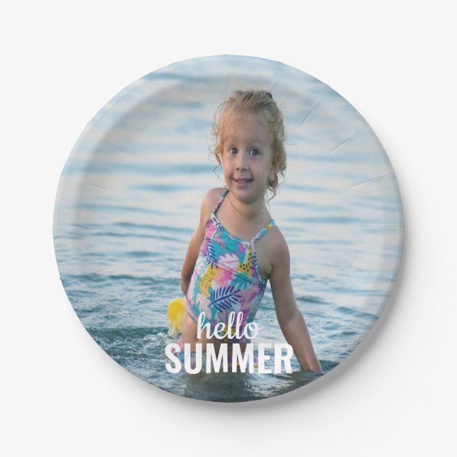 Assiettes En Carton Bonjour Plaques de papier photo été (Devant)