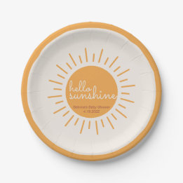 Assiettes En Carton Bonjour Sunshine Boho Baby shower