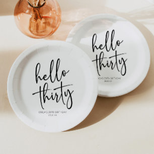 Assiettes En Carton Bonjour Trente Minimalistes 30e fête d'anniversair