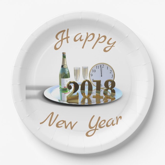 Assiettes En Carton Bonne année 2018 (Devant)