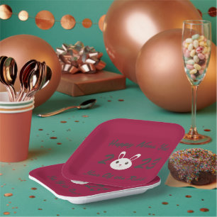 Assiettes En Carton Bonne année 2023 Année du lapin