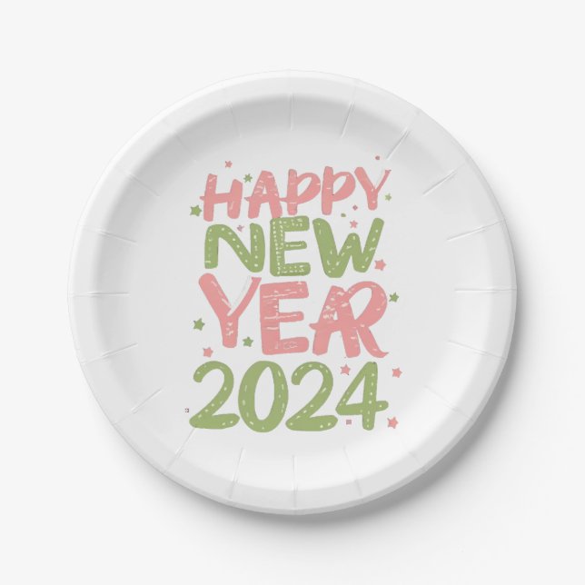 Assiettes En Carton Bonne année 2024 (Devant)