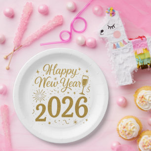 Assiettes En Carton Bonne année 2026 Plaques de fête - Festive Tablewa