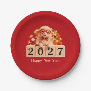 Assiettes En Carton Bonne année 2027 Année de la Chèvre Mouton