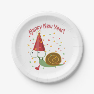 Assiettes En Carton Bonne année ! Escargot
