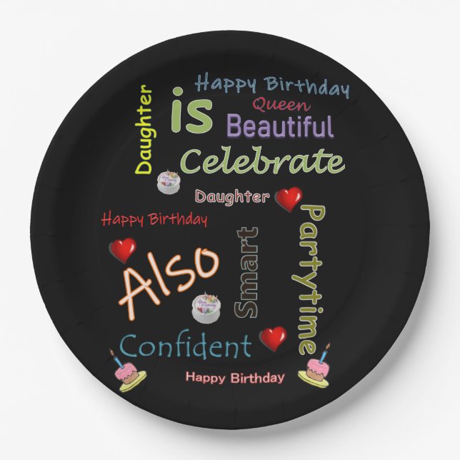 Assiettes En Carton Bonne Anniversaire Plaques de papier fille (Devant)