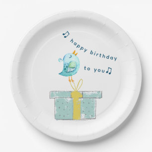 Assiettes En Carton Bonne Chanson d'anniversaire (Simple Little Bird 2