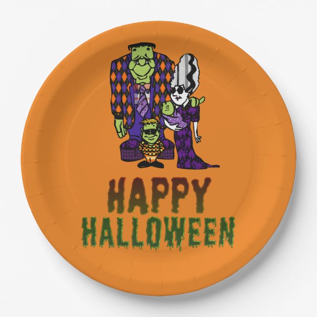 Assiettes En Carton Bonne famille Halloween Frankenstein (Devant)