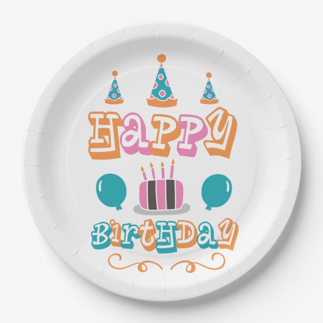 Assiettes En Carton Bonne fête d'anniversaire Plaques de papier (Devant)