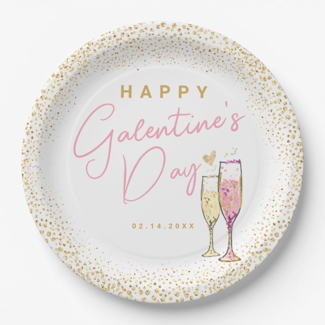Assiettes En Carton Bonne fête des Galentines (Devant)