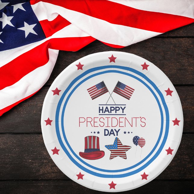 Assiettes En Carton Bonne journée du Président (Créateur téléchargé)