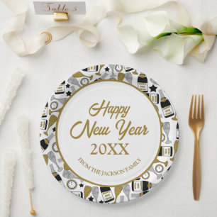Assiettes En Carton Bonne nouvelle année Faux Parties scintillant pers