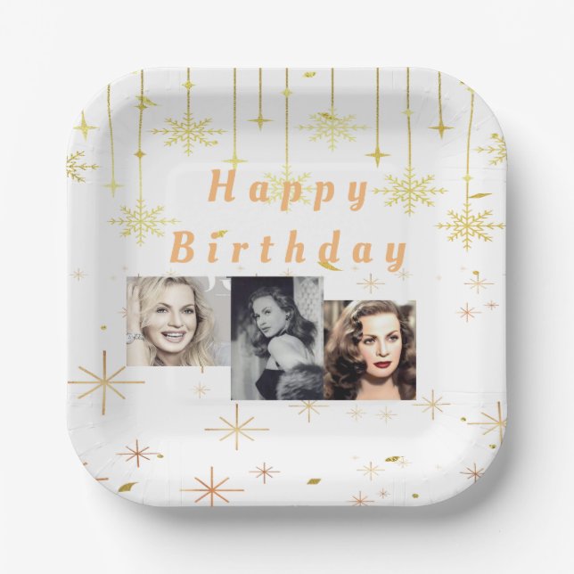 Assiettes En Carton Bonne Parties scintillant or d'anniversaire toutes (Recto)