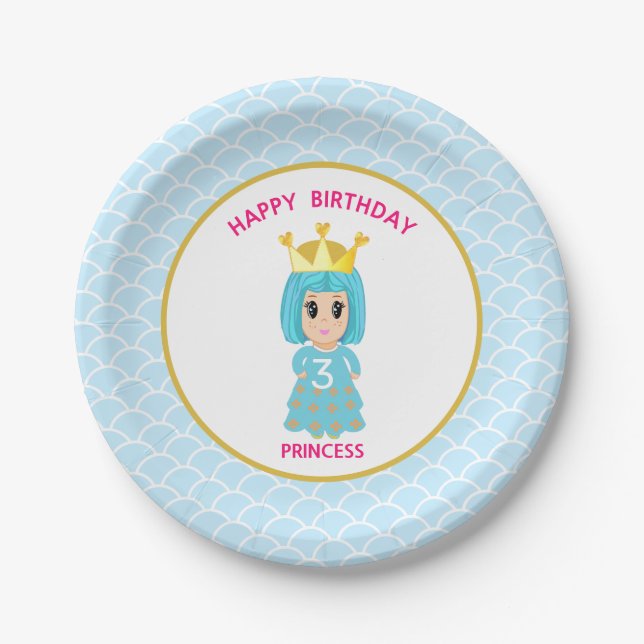 Assiettes En Carton Bonne princesse d'anniversaire (Devant)