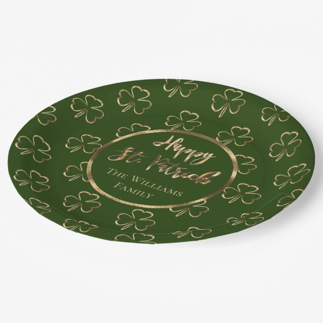 Assiettes En Carton Bonne St. Patrick Shamrock Green Clovers Irlandais (Angle)