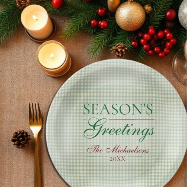 Assiettes En Carton Bonnes Fêtes En vichy Noël (Créateur téléchargé)