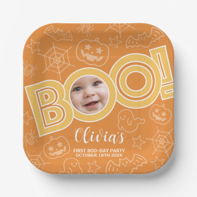 Assiettes En Carton Boo ! | Anniversaire du bébé Spooktacular (Recto)
