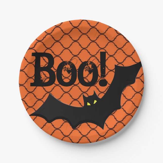 Assiettes En Carton Boo ! Bat Halloween (Devant)