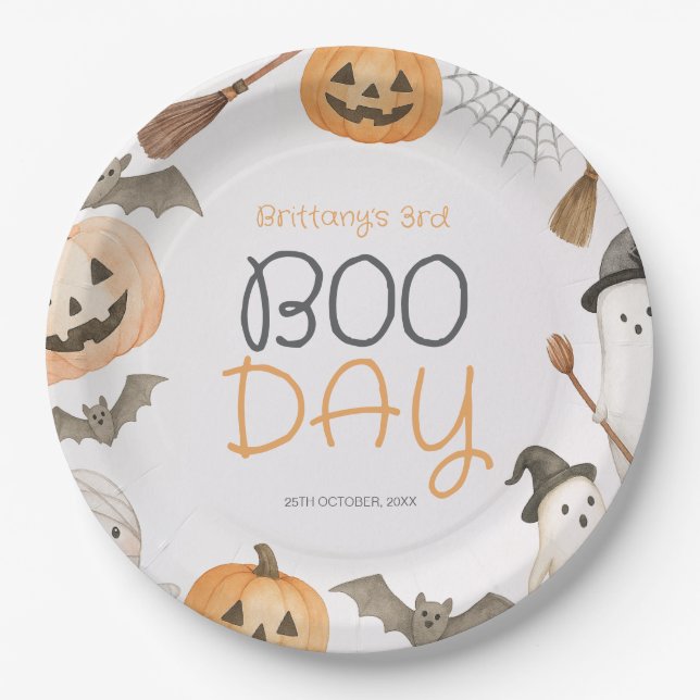 Assiettes En Carton Boo Day Spooky Halloween Birthday (Devant)