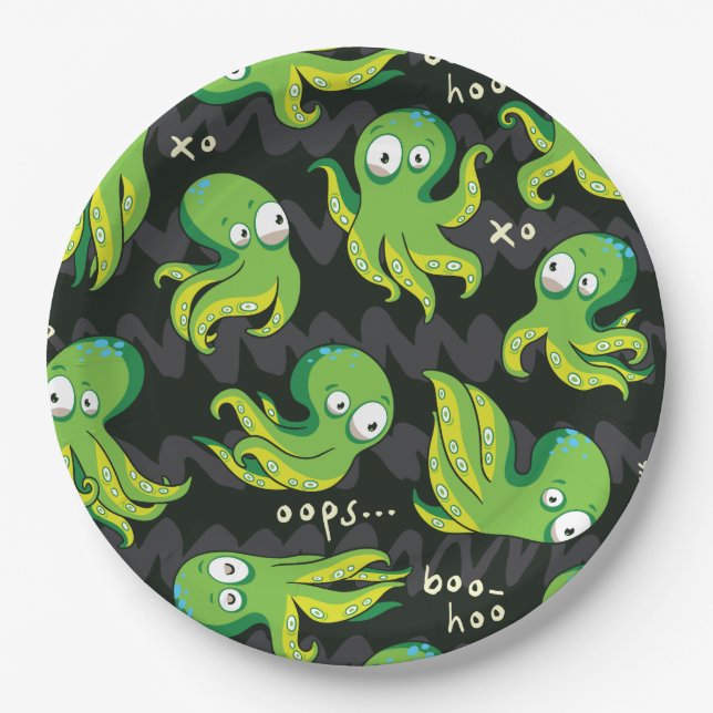 Assiettes En Carton Boo Octopus Green Kids Clothing & Décor (Devant)
