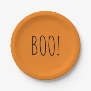 Assiettes En Carton Boo orange et noir minimaliste simple Halloween