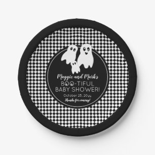 Assiettes En Carton BOO - TIFUL Baby shower BW Halloween Merci