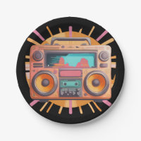 Boombox retro coloré des années 80 avec un coup de