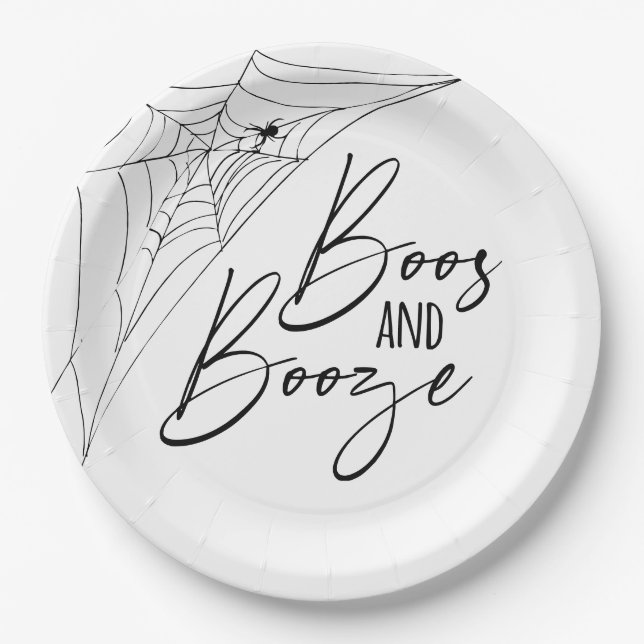 Assiettes En Carton Boos et Booze Halloween Party (Devant)