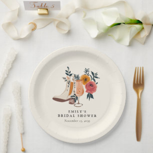 Assiettes En Carton Boots & Bubbly Réception de Mariage Western