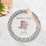Assiettes En Carton Boots et Bubbly Elegant Fête des mariées rose<br><div class="desc">Bottes et plaques de papier à Fête des mariées rose élegant</div>