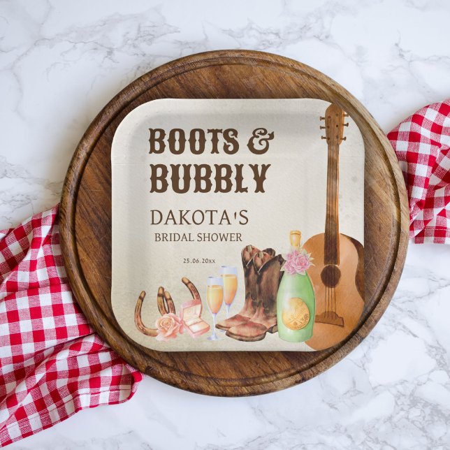 Assiettes En Carton Boots et bubbly western rodeo cowgirl brunch (Créateur téléchargé)