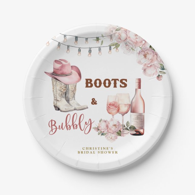 Assiettes En Carton Boots et Fête des mariées Bubbly (Devant)