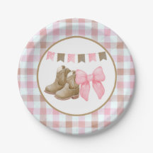 Boots or Bows Gender Reveal Theme Paper Plates