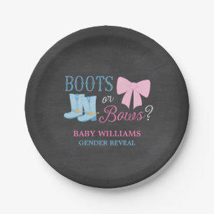 Assiettes En Carton Boots or Bows Genre Reveillez Baby shower de fête
