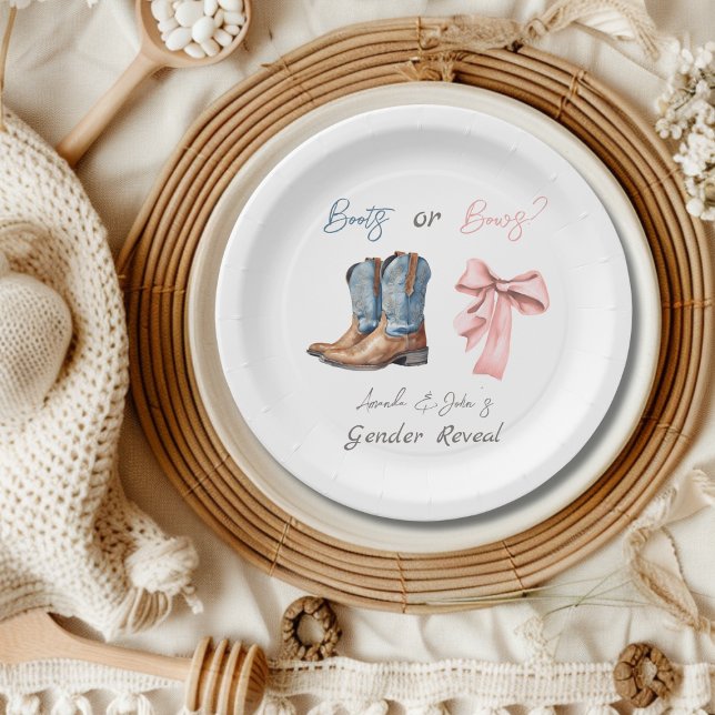 Assiettes En Carton Boots ou Bows Blue Rose Genre Revevela Party (Créateur téléchargé)
