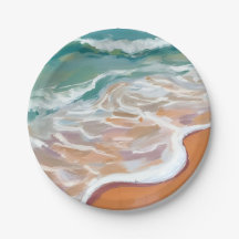 Bord de l'océan | Vagues bleu aqua Plage Aquarelle