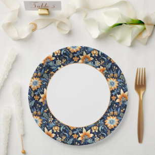 Assiettes En Carton Bordure bleu foncé de la marguerite