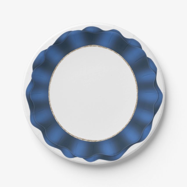 Assiettes En Carton Bordure bleue plaque papier (Devant)