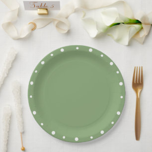 Assiettes En Carton Bordure de Pois blancs géométriques doux