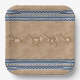 Assiettes En Carton Bordure géométrique du troupeau de Pronghorn Sud-O