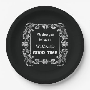Assiettes En Carton Bordure orange Halloween noir
