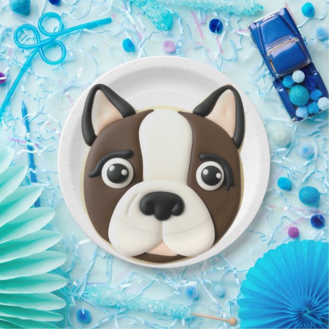 Assiettes En Carton Boston Terrier Dog 3D inspiré (Fête)